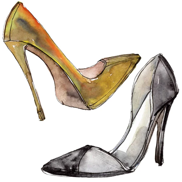 High hells sketch glamour illustration in a watercolor style isolated element. Watercolour background set. — Stock Image High hells sketch glamour illustration in a watercolor style isolated element. Watercolour background set. Stock Picture