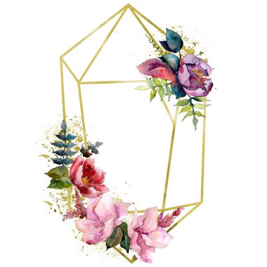 Buket kompozisyon çiçek botanik çiçekler. Vahşi bahar yaprak izole. Suluboya arka plan illüstrasyon küme. Suluboya çizim moda aquarelle. Çerçeve kenarlığı kristal süsleme Meydanı.