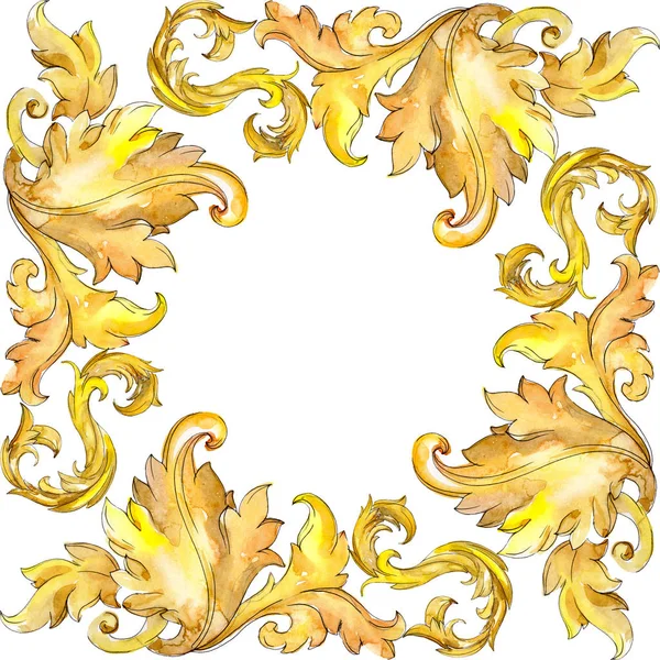 Goldmonogramm Floraler Ornament Barocke Gestaltung Isolierte Elemente Aquarell Hintergrundillustration Set — Stockfoto