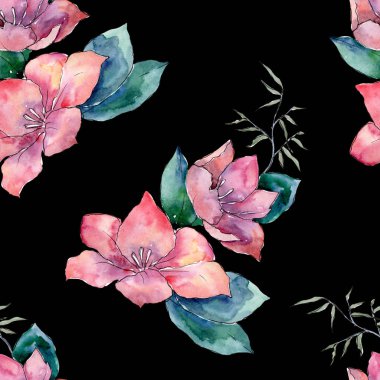 Buket çiçek botanik çiçekler. Vahşi bahar yaprak izole kır çiçeği. Suluboya resim kümesi. Suluboya çizim moda aquarelle. Sorunsuz arka plan deseni. Kumaş duvar kağıdı yazdırma doku.