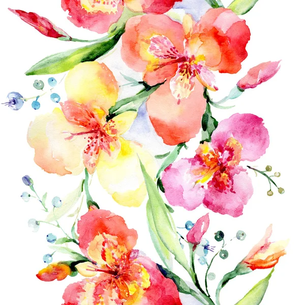 Laranja Violas Buquê Flores Botânicas Folha Selvagem Primavera Wildflower Conjunto — Fotografia de Stock