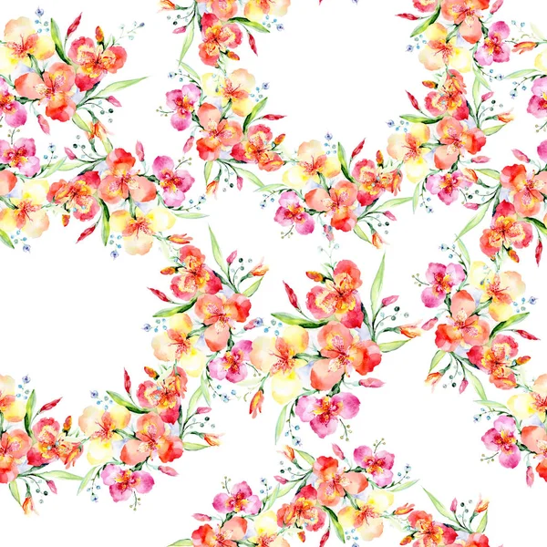 Turuncu Viyola Buket Botanik Çiçek Vahşi Bahar Yaprak Kır Çiçeği — Stok fotoğraf