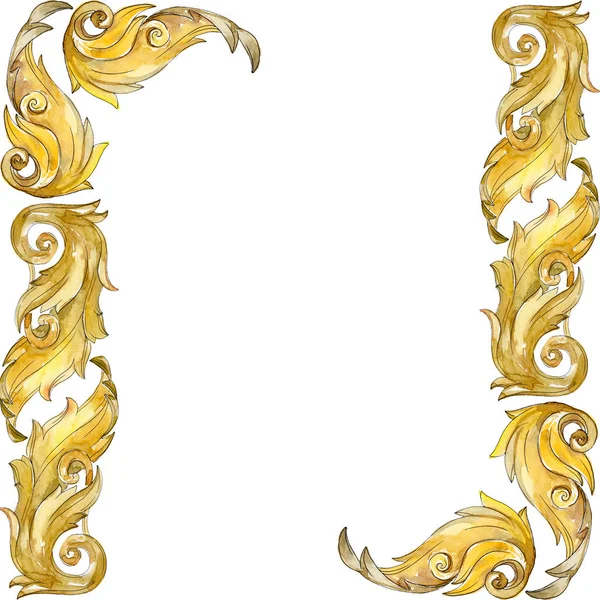 Monogramma Oro Ornamento Floreale Elementi Isolati Design Barocco Acquerello Sfondo — Foto Stock