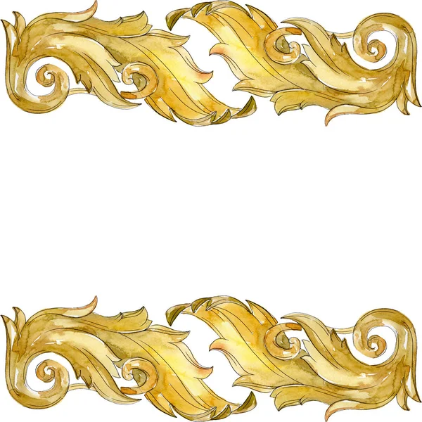 Gold Monogram Floral Ornament Baroque Design Isolated Elements Watercolor Background — Stock Photo, Image