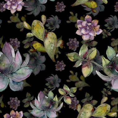 Orman botanik etli çiçek. Vahşi bahar yaprak izole. Suluboya resim kümesi. Suluboya çizim moda aquarelle izole. Sorunsuz arka plan deseni. Kumaş duvar kağıdı yazdırma doku.