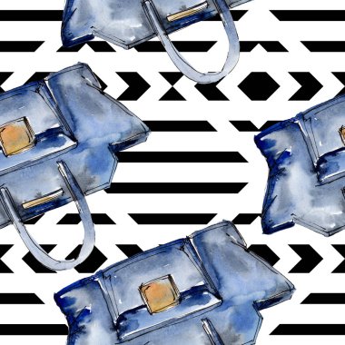 Moda kroki glamour çizimde bir suluboya stil öğesi. Giyim Aksesuarları aqurelle modaya uygun kıyafet ayarlayın. Suluboya sorunsuz arka plan deseni ayarlayın. Kumaş duvar kağıdı yazdırma doku.