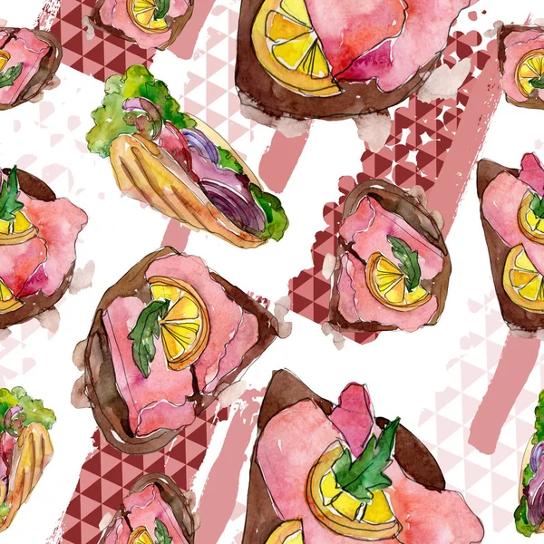 Sandwich Een Reeks Aquarel Stijlen Geïsoleerd Aquarel Fastfood Illustratie Element — Stockfoto