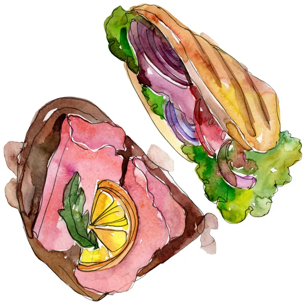 Sandwich Aquarell Stil Isoliert Aquarell Für Hintergrund Textur Wickelmuster Oder — Stockfoto