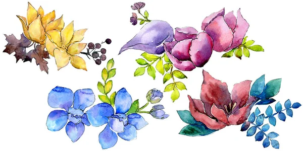 Bouquet Composition Floral Botanical Flowers Wild Spring Leaf Wildflower Watercolor — Stock Photo, Image
