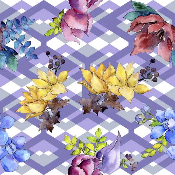 Bukiet Kwiatów Botaniczny Składu Wildflower Liść Wiosna Dzikiego Akwarela Ilustracja — Zdjęcie stockowe