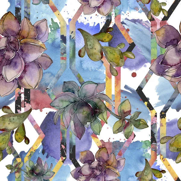 Джунгли Ботанический Сочный Цветок Дикий Весенний Лист Изолирован Набор Акварельных — стоковое фото