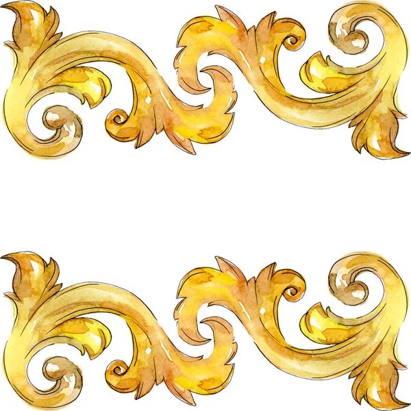 Monogramma Oro Ornamento Floreale Elementi Isolati Design Barocco Acquerello Sfondo — Foto Stock