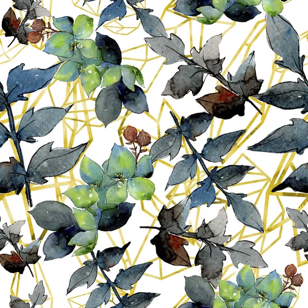 꽃입니다 잎입니다 수채화 집합입니다 수채화 그리기 해당입니다 원활한 패턴입니다 패브릭 — 스톡 사진