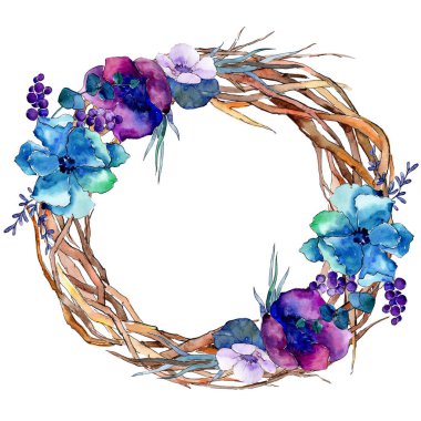 Buket çiçek botanik çiçekler. Vahşi bahar yaprak izole kır çiçeği. Suluboya arka plan illüstrasyon küme. Suluboya çizim moda aquarelle izole. Çerçeve kenarlığı süsleme Meydanı.