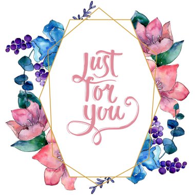 Buket çiçek botanik çiçekler. Vahşi bahar yaprak izole kır çiçeği. Suluboya arka plan illüstrasyon küme. Suluboya çizim moda aquarelle izole. Çerçeve kenarlığı kristal süsleme Meydanı.