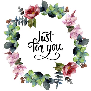 Buket kompozisyon çiçek botanik çiçekler. Vahşi bahar yaprak izole kır çiçeği. Suluboya arka plan illüstrasyon küme. Suluboya çizim moda aquarelle. Çerçeve kenarlığı süsleme Meydanı.