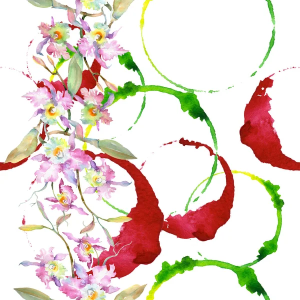 Bukiet Róż Botanicznych Kwiaty Orchidei Wiosna Dzikiego Liść Białym Tle — Zdjęcie stockowe