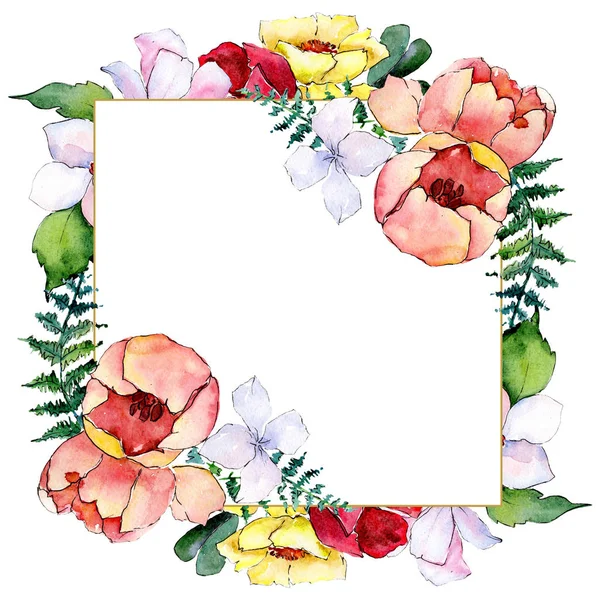 Букети Квіткових Ботанічних Квітів Дикий Весняний Лист Ізольований Набір Ілюстрацій — стокове фото