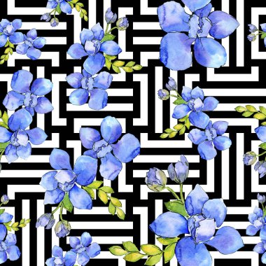 Buket kompozisyon çiçek botanik çiçekler. Suluboya arka plan illüstrasyon küme. Sorunsuz arka plan deseni.