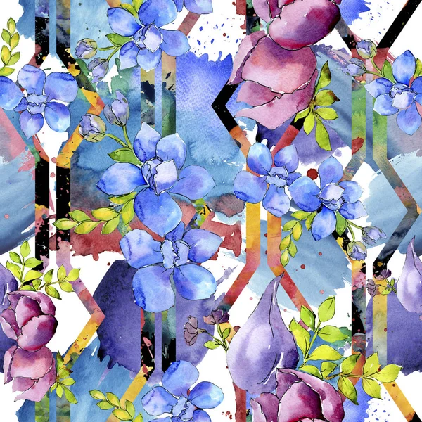 Composición ramo flores botánicas florales. Conjunto de ilustración de fondo acuarela. Patrón de fondo sin costuras . —  Fotos de Stock