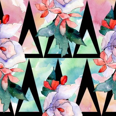 Buketler çiçek botanik çiçekler. Vahşi bahar yaprak izole. Suluboya resim kümesi. Sorunsuz arka plan deseni.