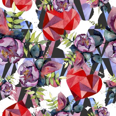 Buket kompozisyon çiçek botanik çiçekler. Suluboya arka plan illüstrasyon küme. Sorunsuz arka plan deseni.