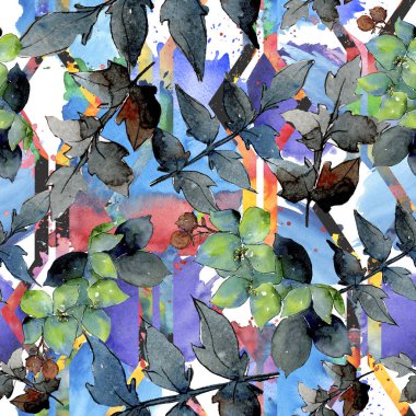 Buket kompozisyon çiçek botanik çiçekler. Suluboya arka plan illüstrasyon küme. Sorunsuz arka plan deseni.