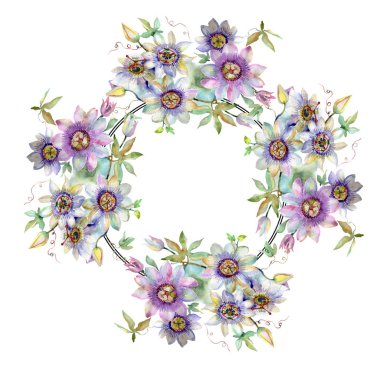 Mavi menekşe buketi çiçek botanik çiçekler. Suluboya arka plan illüstrasyon küme. Çerçeve kenarlığı süsleme Meydanı.