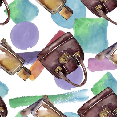 Moda kroki glamour çizimde bir suluboya stil izole öğesi. Sorunsuz arka plan deseni.