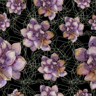 Orman botanik etli çiçek. Vahşi bahar yaprak izole. Suluboya resim kümesi. Suluboya çizim moda aquarelle izole. Sorunsuz arka plan deseni. Kumaş duvar kağıdı yazdırma doku.