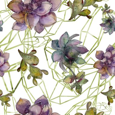 Orman botanik etli çiçek. Vahşi bahar yaprak izole. Suluboya resim kümesi. Suluboya çizim moda aquarelle izole. Sorunsuz arka plan deseni. Kumaş duvar kağıdı yazdırma doku.