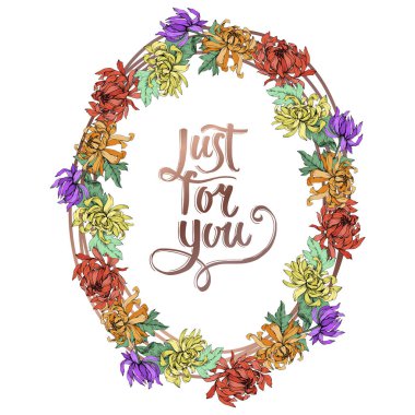 Vektör krizantem çiçek botanik çiçekler. Vahşi bahar yaprak izole kır çiçeği. Oyulmuş mürekkep sanat. Çerçeve kenarlığı süsleme Meydanı.