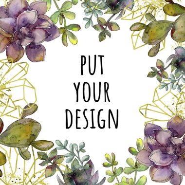 Orman botanik etli çiçek. Vahşi bahar yaprak izole. Suluboya arka plan illüstrasyon küme. Suluboya çizim moda aquarelle izole. Çerçeve kenarlığı kristal süsleme Meydanı.