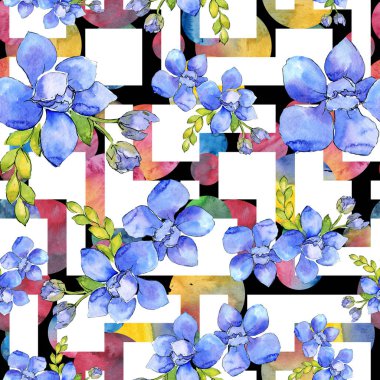 Buket kompozisyon botanik çiçek. Vahşi bahar yaprak kır çiçeği. Suluboya resim kümesi. Suluboya çizim moda aquarelle. Sorunsuz arka plan deseni. Kumaş duvar kağıdı yazdırma doku.