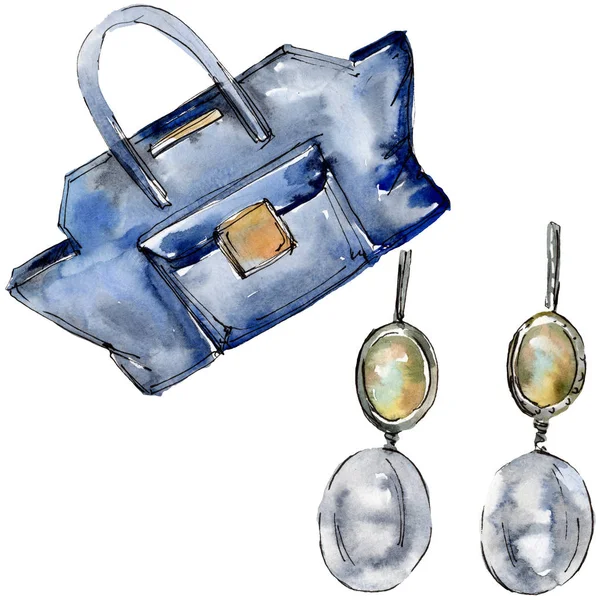 Sac Main Boucles Oreilles Croquis Mode Glamour Illustration Dans Style — Photo