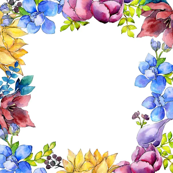 Kytice Složení Květinové Botanické Květin Divoký Jarní Listové Wildflower Izolován — Stock fotografie