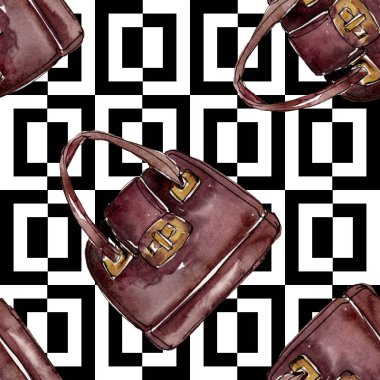 Moda kroki glamour çizimde bir suluboya stil öğesi. Giyim Aksesuarları aqurelle modaya uygun kıyafet ayarlayın. Suluboya sorunsuz arka plan deseni ayarlayın. Kumaş duvar kağıdı yazdırma doku.