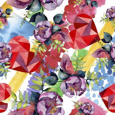 Buket kompozisyon botanik çiçek. Vahşi bahar yaprak izole. Suluboya resim kümesi. Suluboya çizim moda aquarelle. Sorunsuz arka plan deseni. Kumaş duvar kağıdı yazdırma doku.