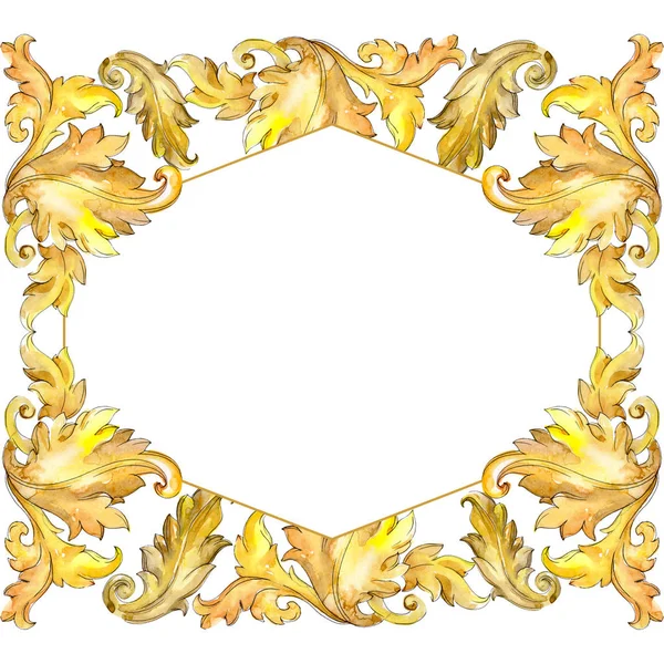Золотой Монограммы Цветочный Орнамент Барокко Дизайн Изолированных Элементов Набор Акварельных — стоковое фото