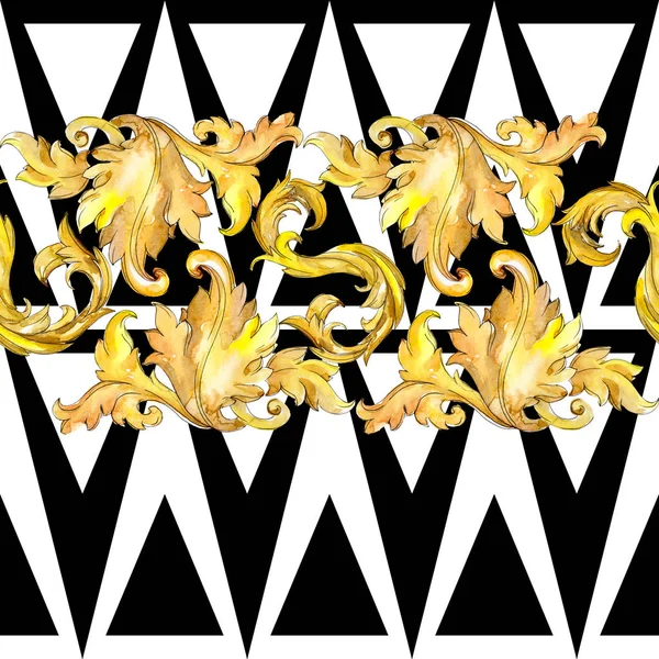 Adorno Floral Monograma Dorado Elementos Aislados Diseño Barroco Juego Ilustración —  Fotos de Stock