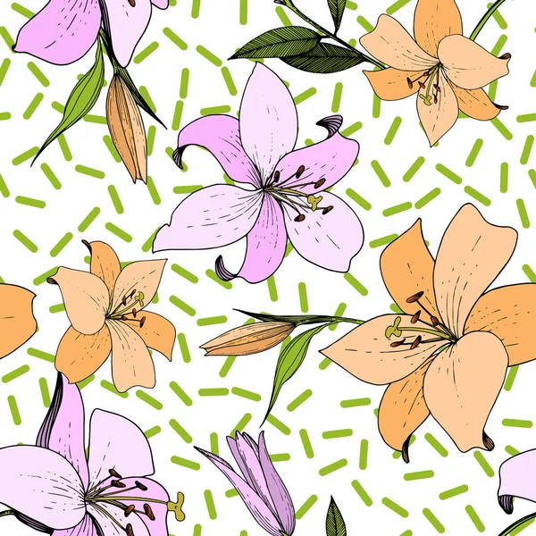 Flor Botánica Floral Vector Lily Flor Silvestre Hoja Primavera Aislada — Vector de stock