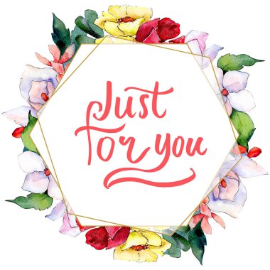 Buketler çiçek botanik çiçekler. Vahşi bahar yaprak izole kır çiçeği. Suluboya arka plan illüstrasyon küme. Suluboya çizim moda aquarelle izole. Çerçeve kenarlığı kristal süsleme Meydanı.