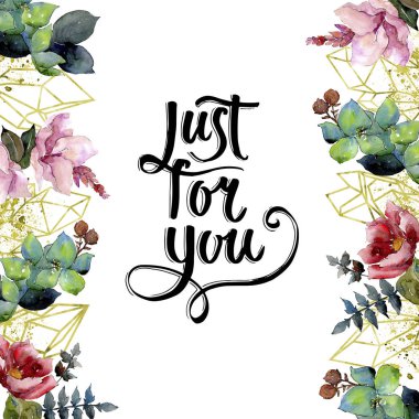 Buket kompozisyon çiçek botanik çiçekler. Suluboya arka plan illüstrasyon küme. Çerçeve kenarlığı süsleme Meydanı.