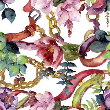 Buket kompozisyon çiçek botanik çiçekler. Suluboya arka plan illüstrasyon küme. Sorunsuz arka plan deseni.