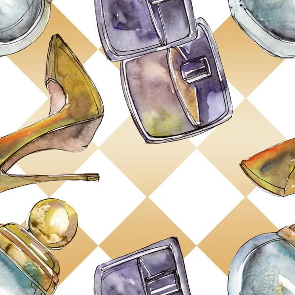 Fashionable sketch glamour illustration in a watercolor style isolated element. Seamless background pattern. — Stock Photo, Image