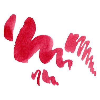 Soyut kırmızı sulu boya kağıdı sıçrama şekilleri çizim izole. Resimde aquarelle arka planı için.