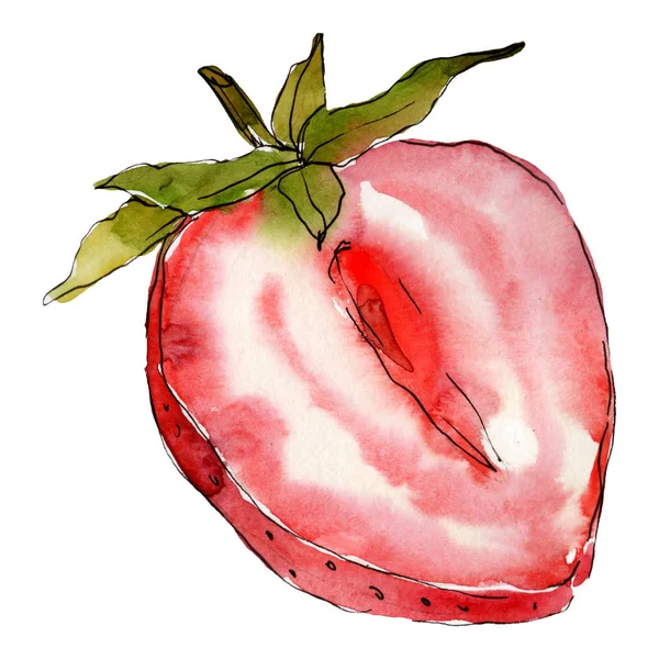 Comida saludable fresa en un estilo acuarela aislado. Conjunto de fondo acuarela. Elemento de ilustración de bayas aisladas . —  Fotos de Stock