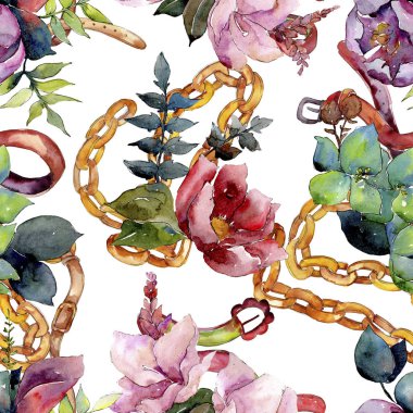 Buket kompozisyon çiçek botanik çiçekler. Suluboya arka plan illüstrasyon küme. Sorunsuz arka plan deseni.