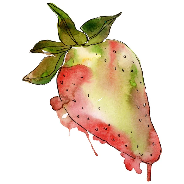 Comida saludable fresa en un estilo acuarela aislado. Conjunto de fondo acuarela. Elemento de ilustración de bayas aisladas . — Foto de Stock