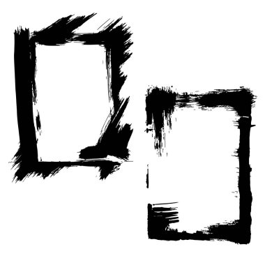 Vektör kuru fırçalama çerçeveler. Elle çizilmiş sanatsal çerçeve. Siyah ve beyaz mürekkep sanat kazınmış. Çerçeve kenarlığı süsleme Meydanı.